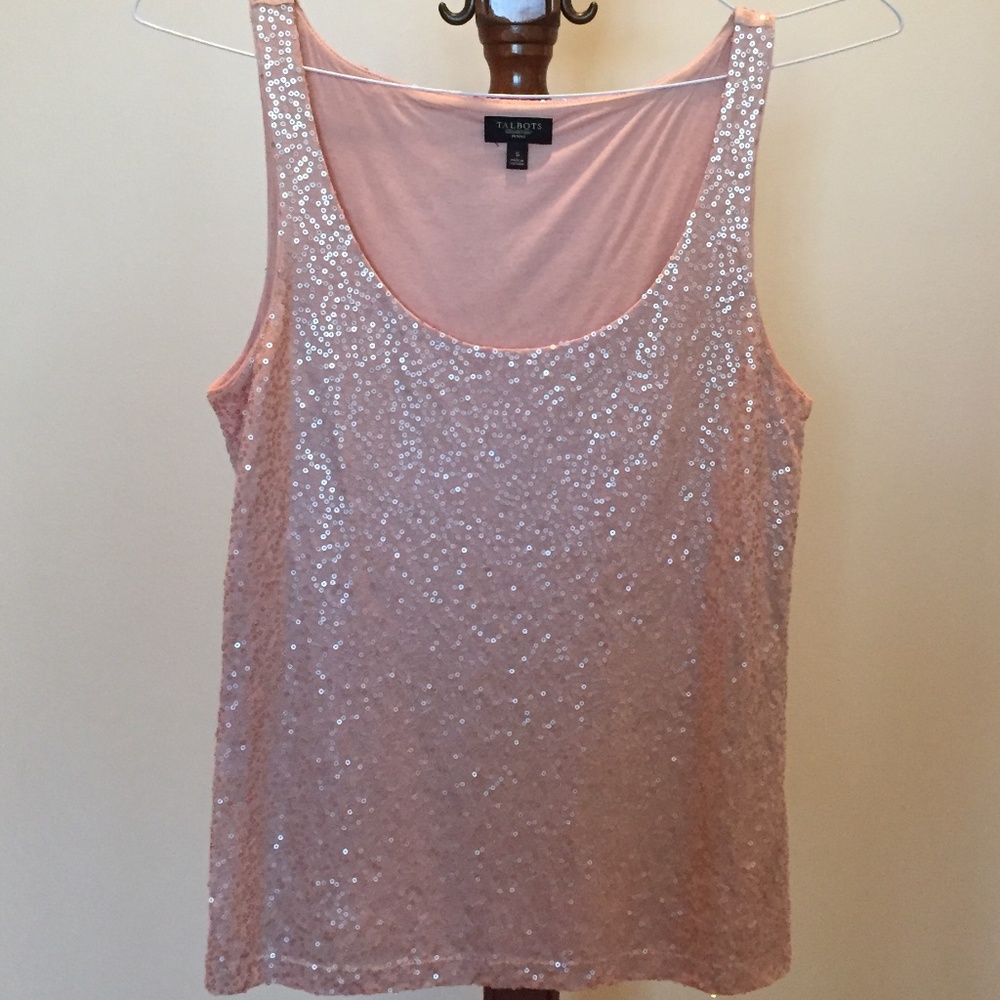 Talbots peach sequin lined tank top